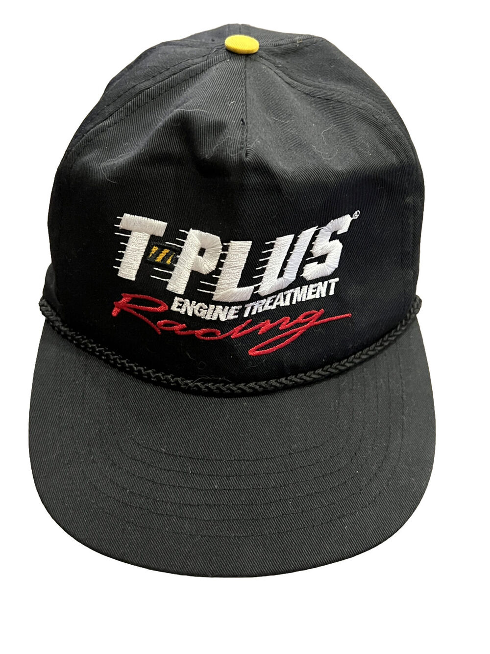 Vintage T-PLUS Engine Treatment Racing Black Retro Rope Adjustable Snapback Hat